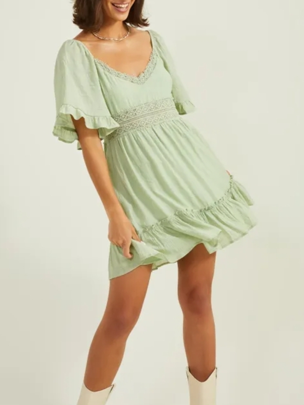 Altar'd State Maelle Crochet Trim Dress Sz M